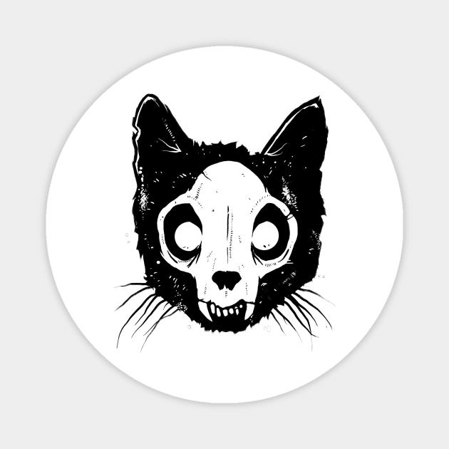 MORKETIDEN PRODUCTIONS CAT SKULL LOGO Mark Gufler Art Magnet by Morketiden Productions